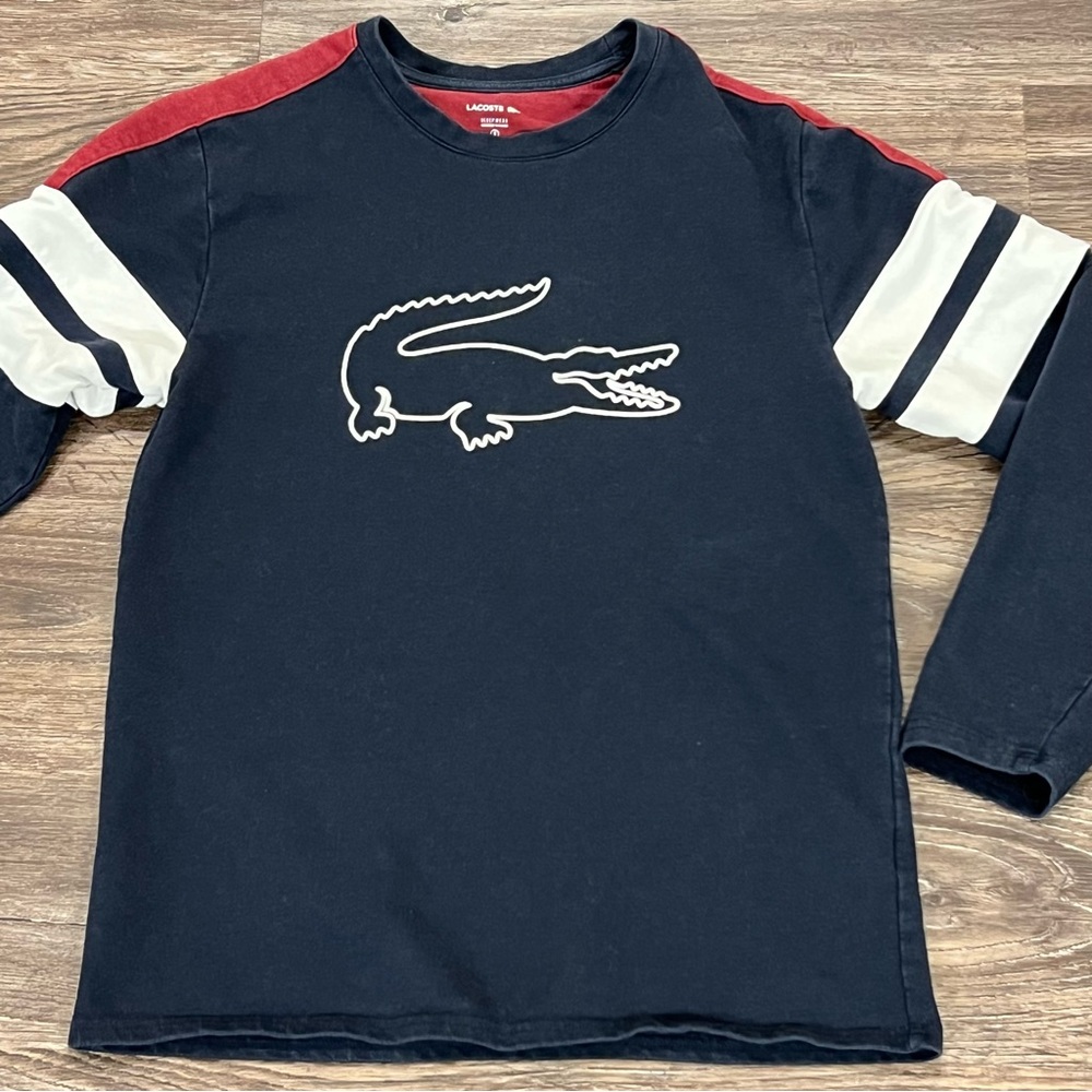 Lacoste Sleepwear‎ Men S Blue Red Large Crocodile Long Sleeve Thermal Shirt